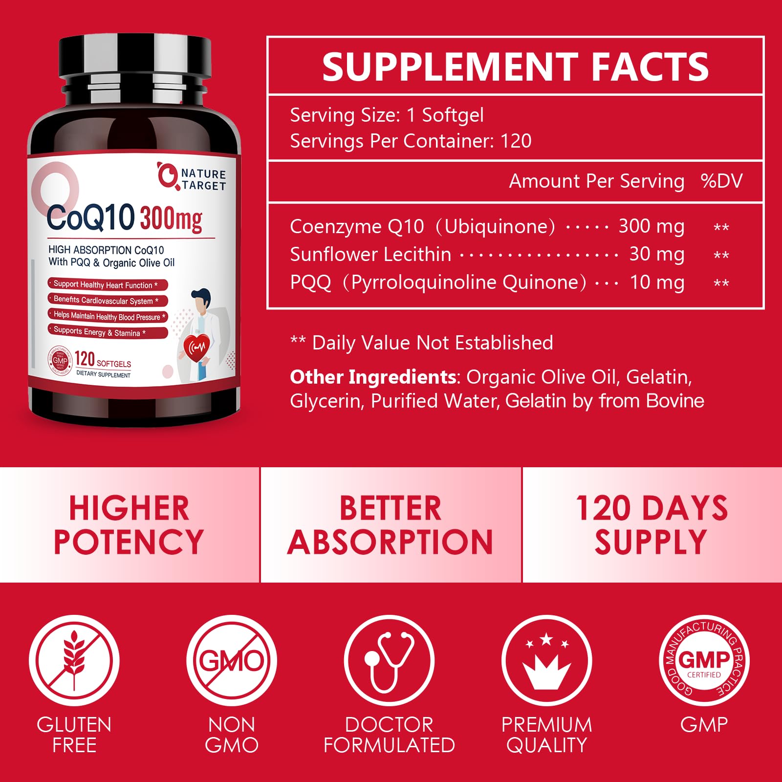 NATURE TARGET CoQ10-300mg-Softgels + PQQ with Organic-Olive-Oil - High Absorption NATURE TARGET buy supplements canada