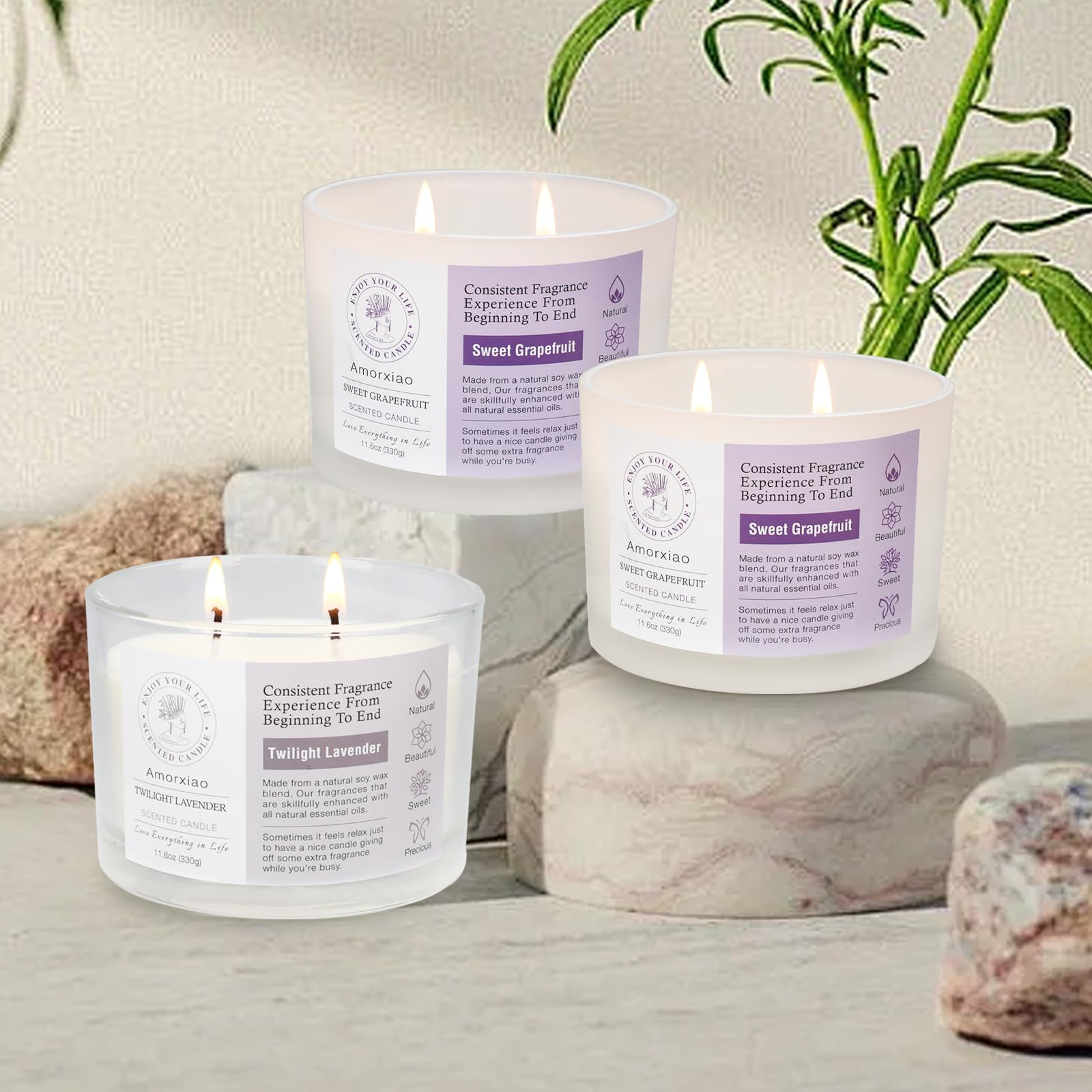 3 Pack Candles for Home Scented, 34.8 oz 240 Hour Long Lasting Candles Set, Grapefruit &Lavender ROSIANS buy supplements canada