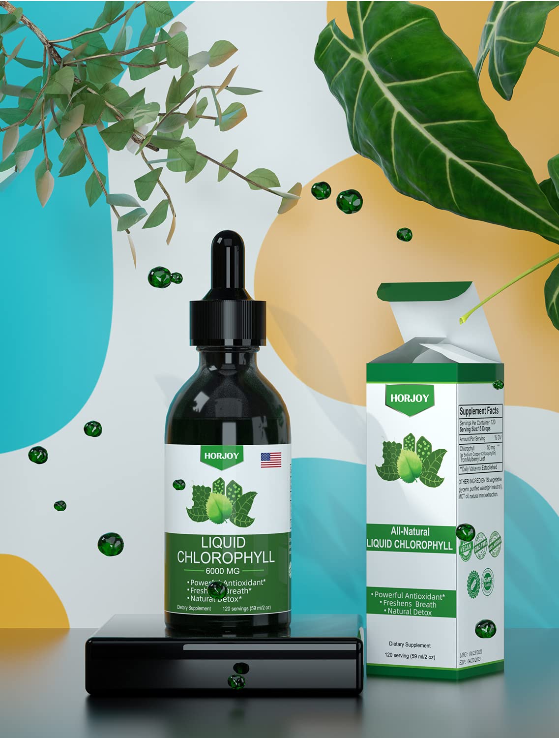 Chlorophyll Liquid Drops - 100% Natural Energy Booster and Immune Support - Internal Horjoy buy supplements canada