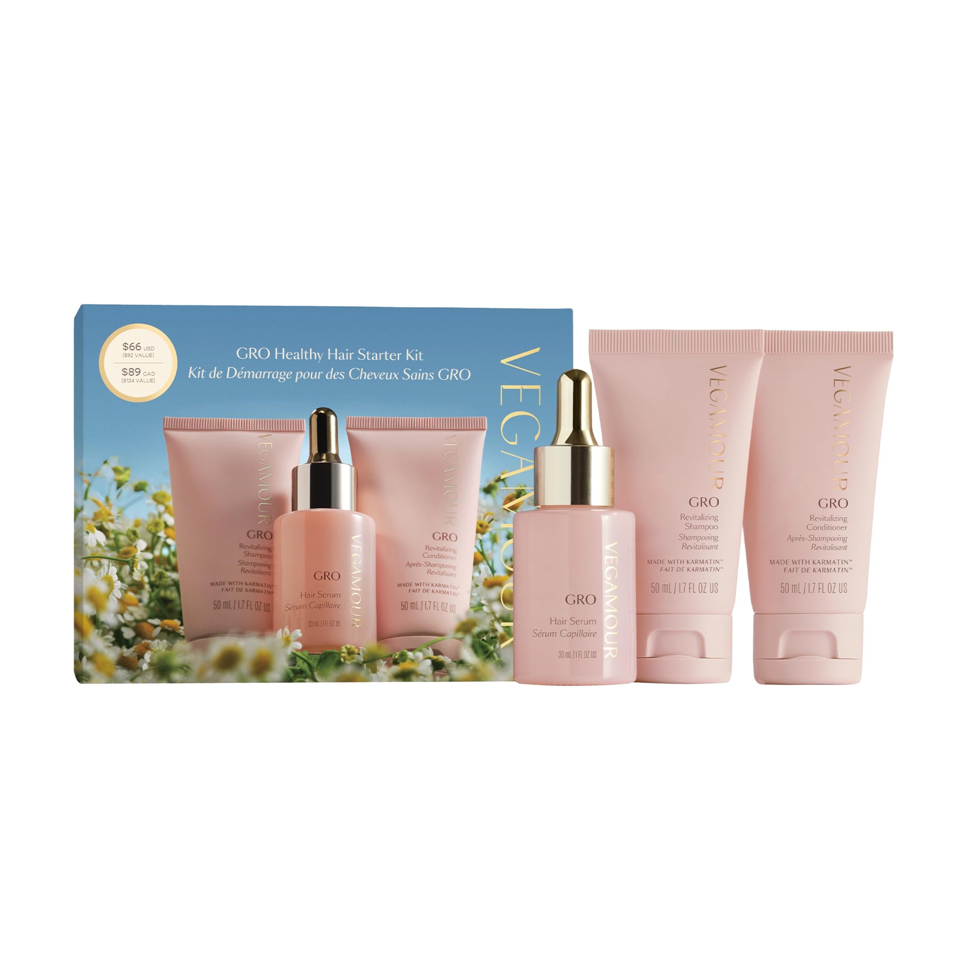 VEGAMOUR GRO Healthy Hair Starter Kit | Full Size GRO Serum for Thinning & Shedding plus Travel Size Shampoo and Conditioner with Vegan Keratin to Support Thicker, Fuller Looking Locks | $92 Value VEGAMOUR buy supplements canada