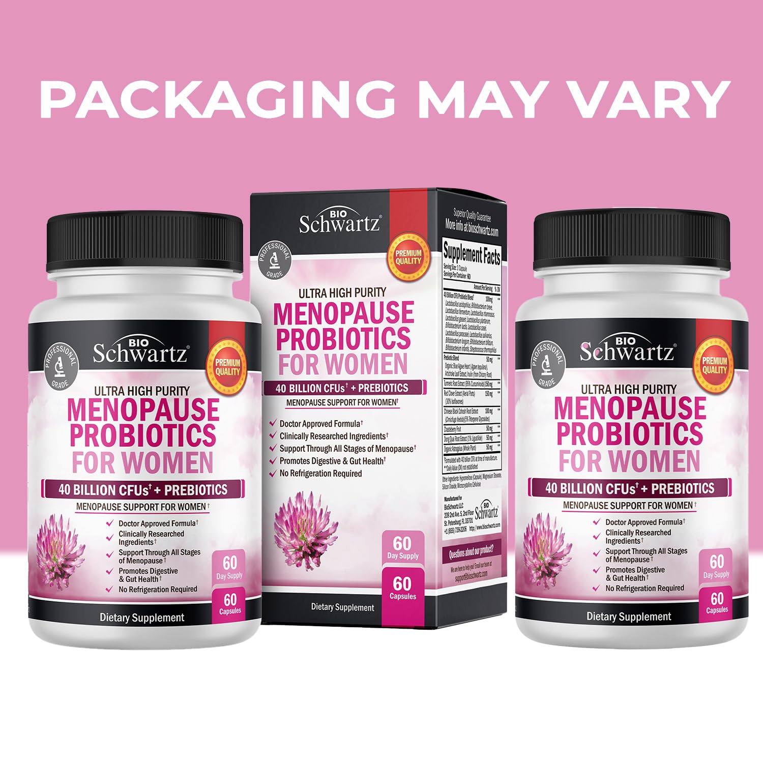 Menopause Support Probiotics for Women - Unique Menopause Relief for Hot Flashes BioSchwartz buy supplements canada