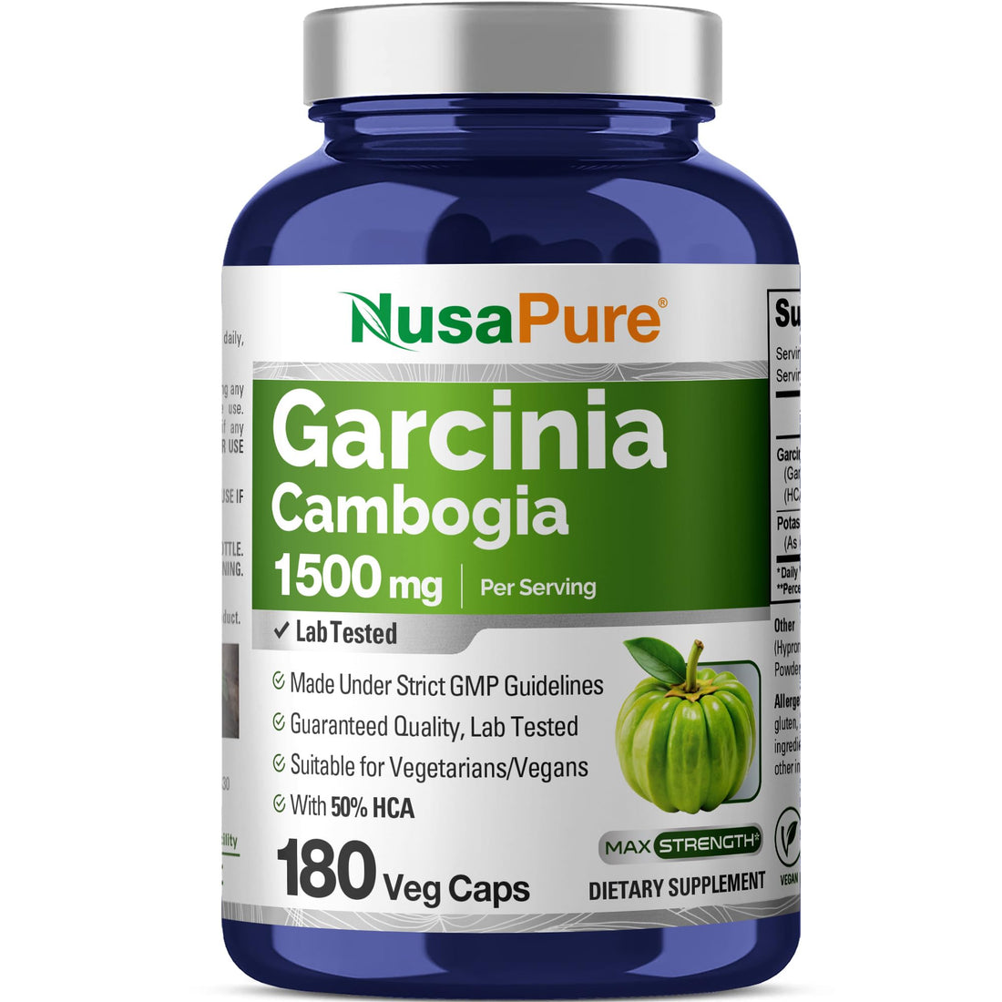 NusaPure Garcinia Cambogia 180 Veggie Capsules 1500mg (Vegetarian, Non-GMO, Vegan) NusaPure buy supplements canada