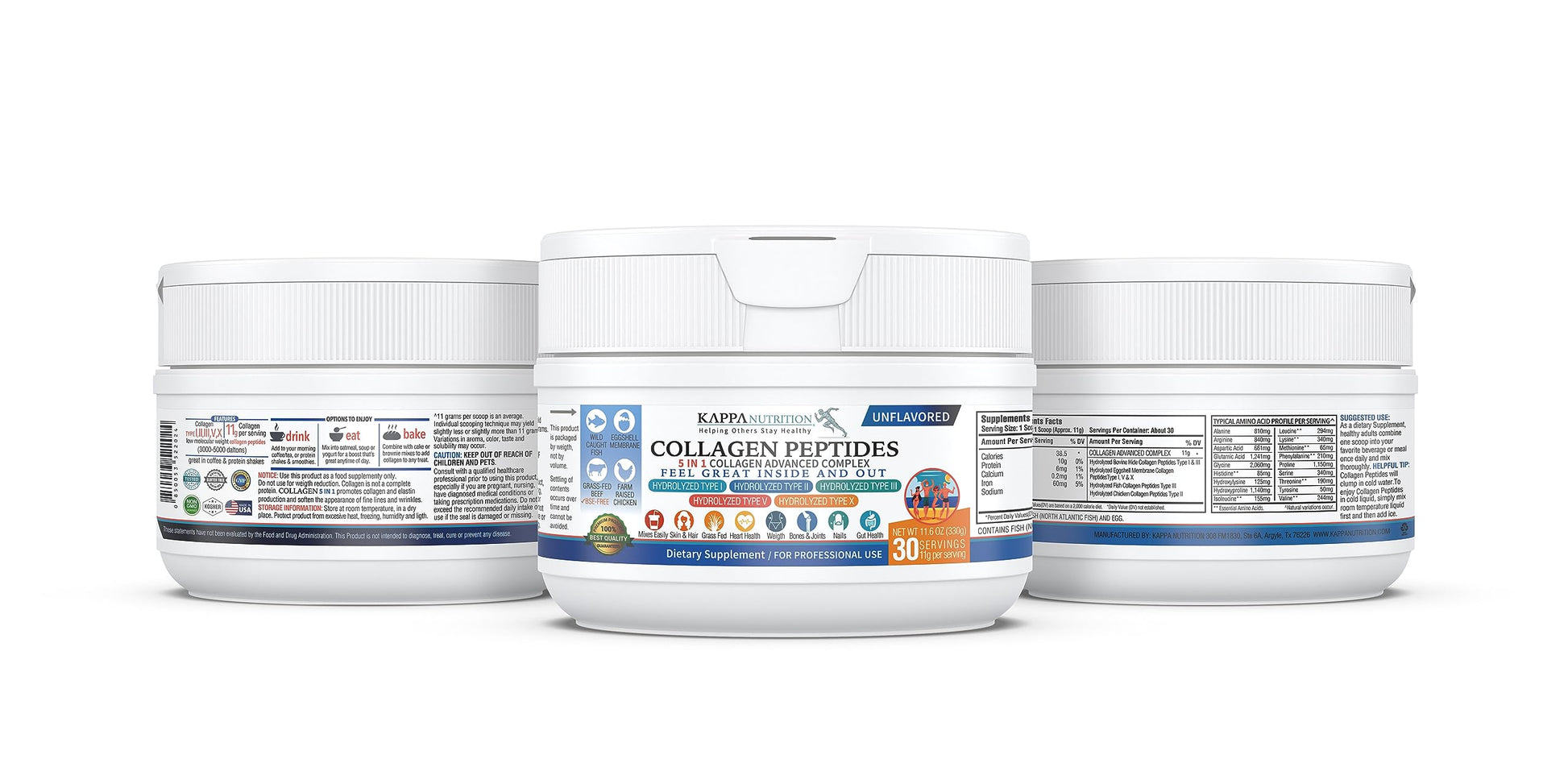 KAPPA NUTRITION Collagen Peptides Powder, 5 in 1 Multi-Collagen Advanced Complex with Hydrolyzed Collagen Peptides, Supports Skin, Hair, Nails, Joints & Bones / 30 Servings KAPPA NUTRITION buy supplements canada