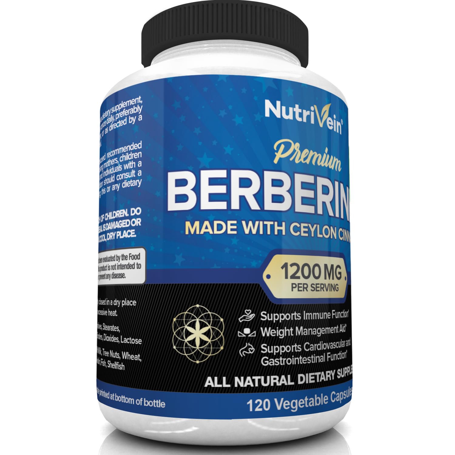 Nutrivein Premium Berberine HCL 1200mg Plus Organic Ceylon Cinnamon - 120 Capsules Nutrivein buy supplements canada