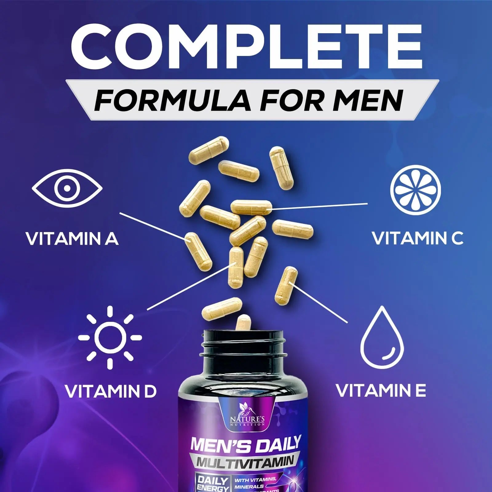 Multivitamin for Men - Advanced Supplement with Full-Spectrum Formula, Essential Vitamins A, C, D, E, & Zinc - High Potency B Vitamins Multi Nature's Nutrition buy supplements canada