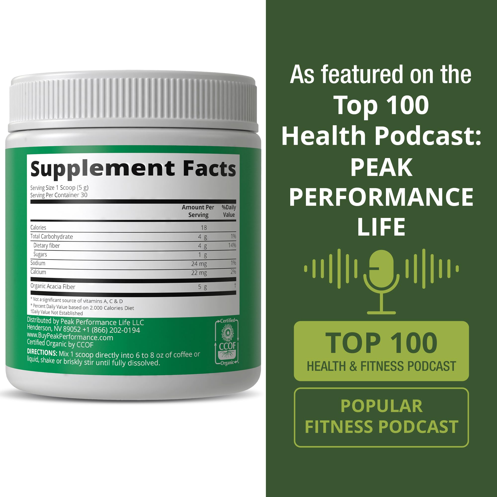 Peak Performance Organic Acacia Senegal Prebiotic Fiber Powder. Unflavored USDA Organic Plant Based Soluble Vegan Prebiotics Gut Health Supplement with Digestive Enzymes Peak Performance buy supplements canada