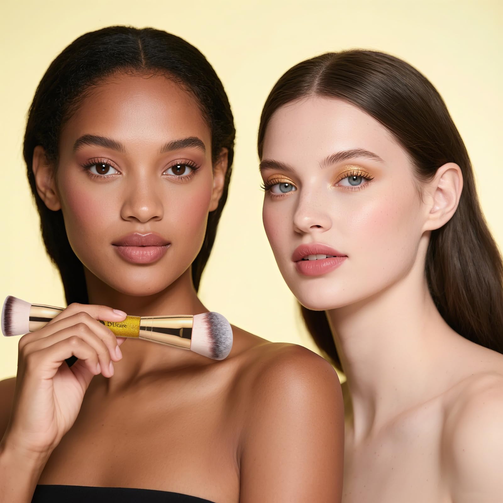 DUcare Dual End Foundation Contour Bronzer Brush, Gold Glitter Handle Double Ended Professional Face Makeup Tool for Liquid Cream Powder DUcare buy supplements canada