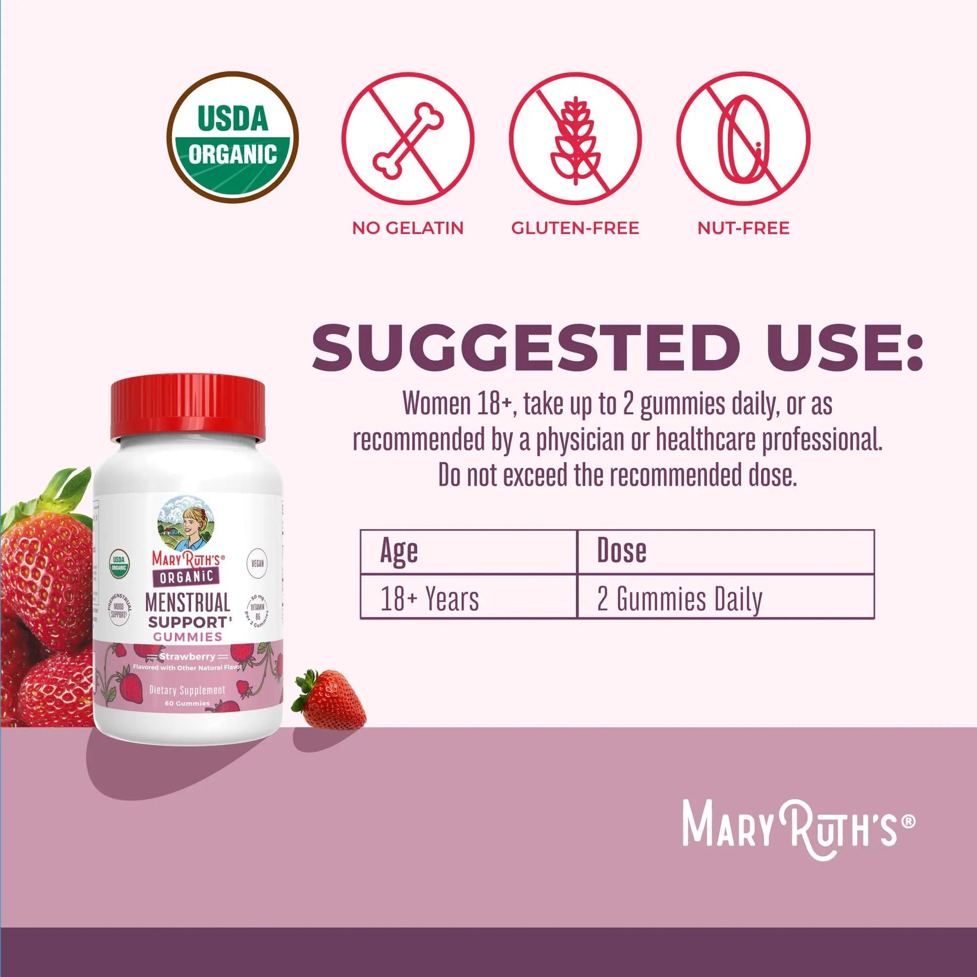 Organic Menstrual Support Gummies by MaryRuth's | for The Relief of Common Symptoms of Premenstrual Syndrome | PMS Support | Premenstrual Mood Support | USDA Organic | Non-GMO | Vegan | 30 Servings MARYRUTH'S buy supplements canada