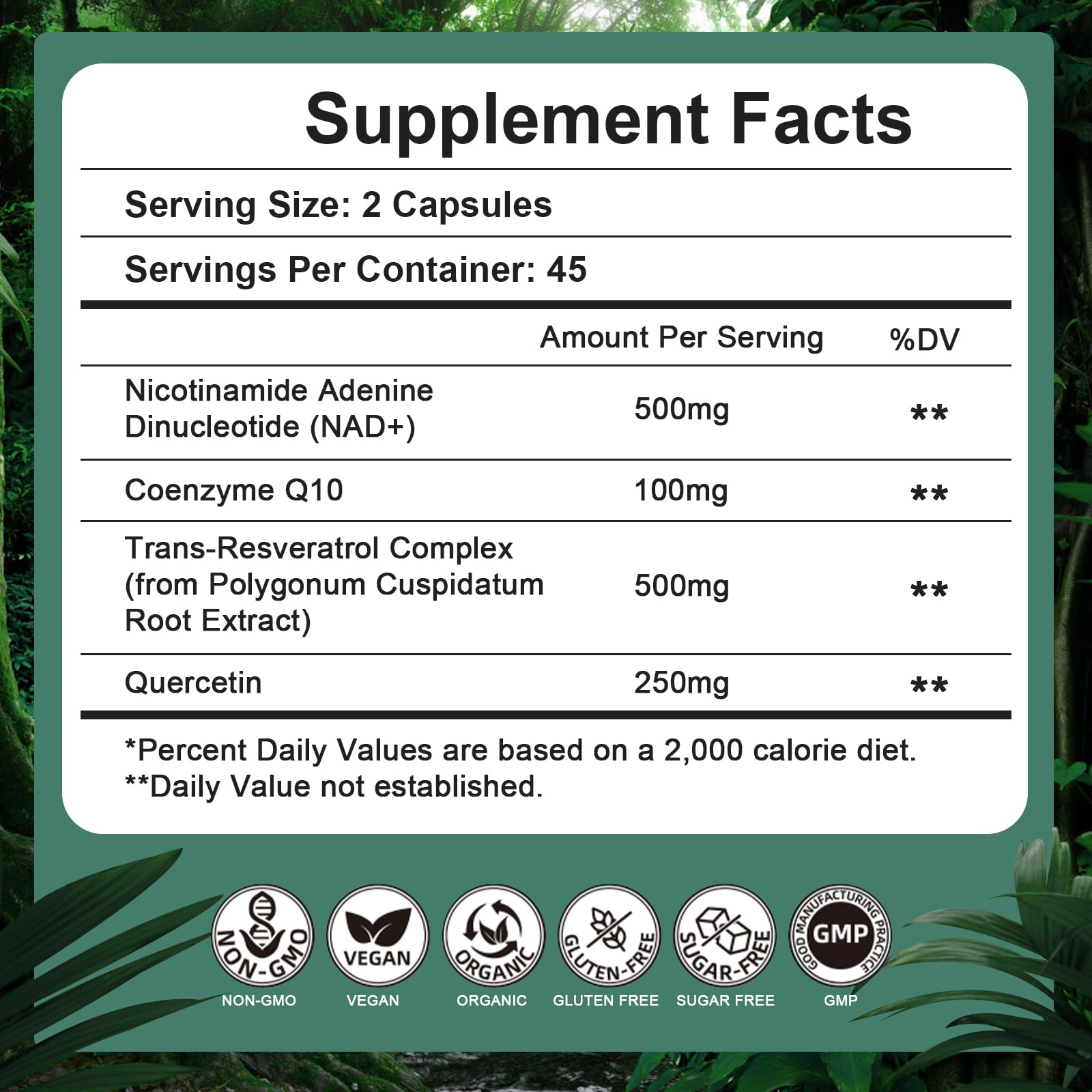 NAD Supplement 500mg, Pure Organic NAD+ Supplement for Women & Men, NAD+ with Trans-Resveratrol & CoQ10 & Quercetin for Cellular Energy & Healthy Aging, NMN Alternative (90 Vegan Caps) VitaHarbor buy supplements canada