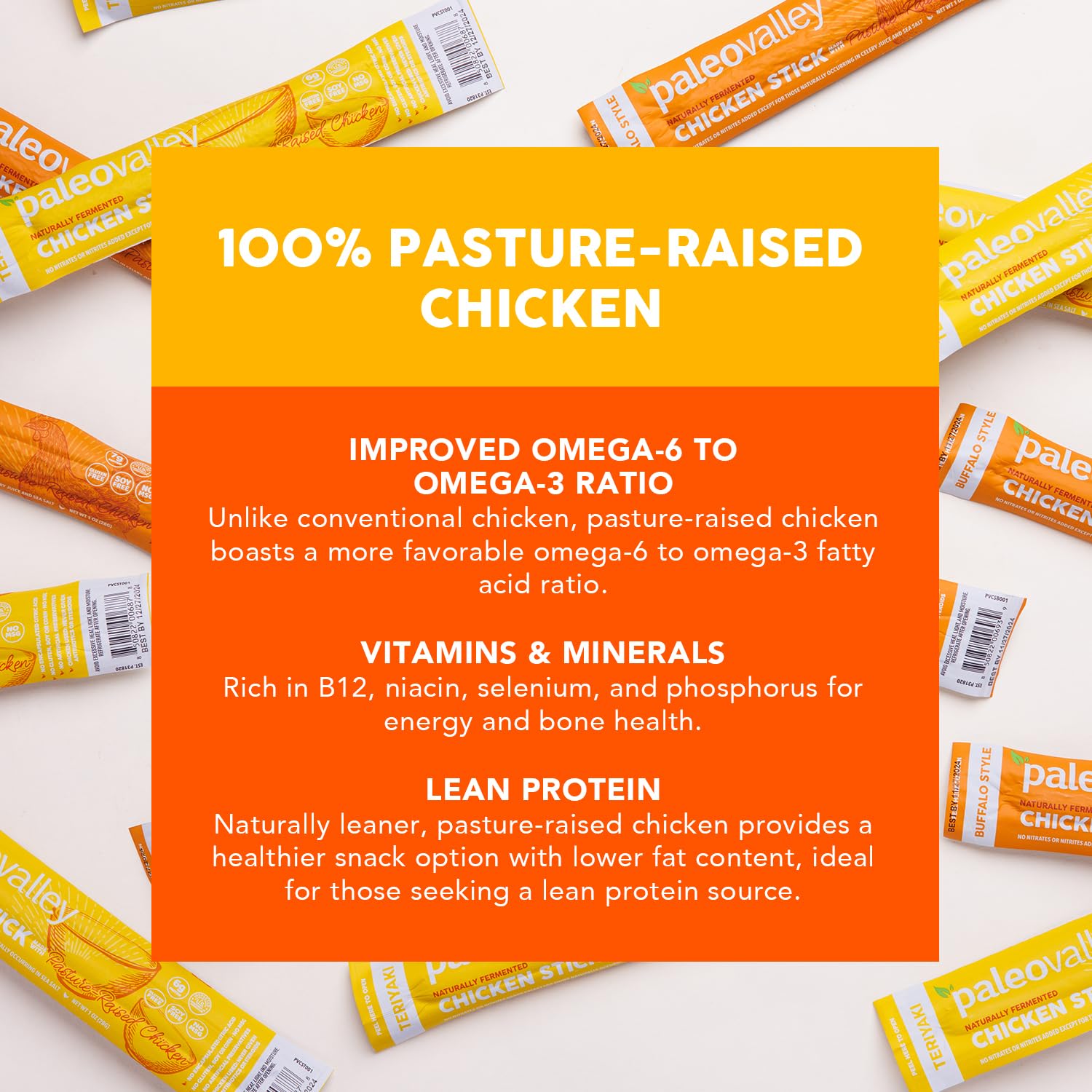 Paleovalley Pasture-Raised Chicken Sticks – 10 Pack – 7g Protein per Stick – Keto-Friendly, Paleo, Gluten-Free, Nitrate-Free – On-the-Go Snack (10 Pack, Buffalo) Paleovalley buy supplements canada