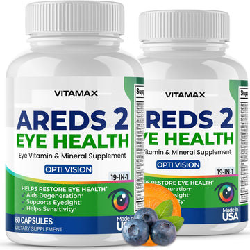 AREDS 2 Eye Vitamins - Lutein, Zeaxanthin, Bilberry, Astaxanthin Mineral Vision Supplement - Supports Eye Strain, Dry Eyes, Pressure, and Vision Health - Made in USA - 120ct Vitamax buy supplements canada