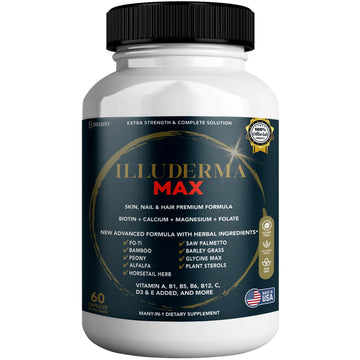 GREENVIFY Illuderma Max Hair, Skin and Nail Supplement, 60 Capsules, with Biotin 5000mcg, Vitamins and Herbal Blend (1) GREENVIFY buy supplements canada