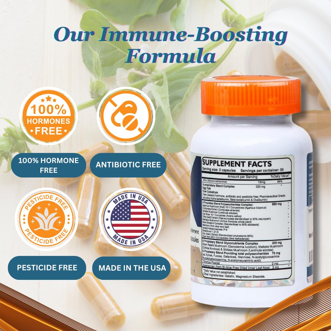 Transfer Factor Enhanced, 100 Natural Capsules, Immune Support - Transfer Factor Multi Immune from Cow Colostrum, Egg Yolk & Special Blend of Mushrooms Dislafarm buy supplements canada