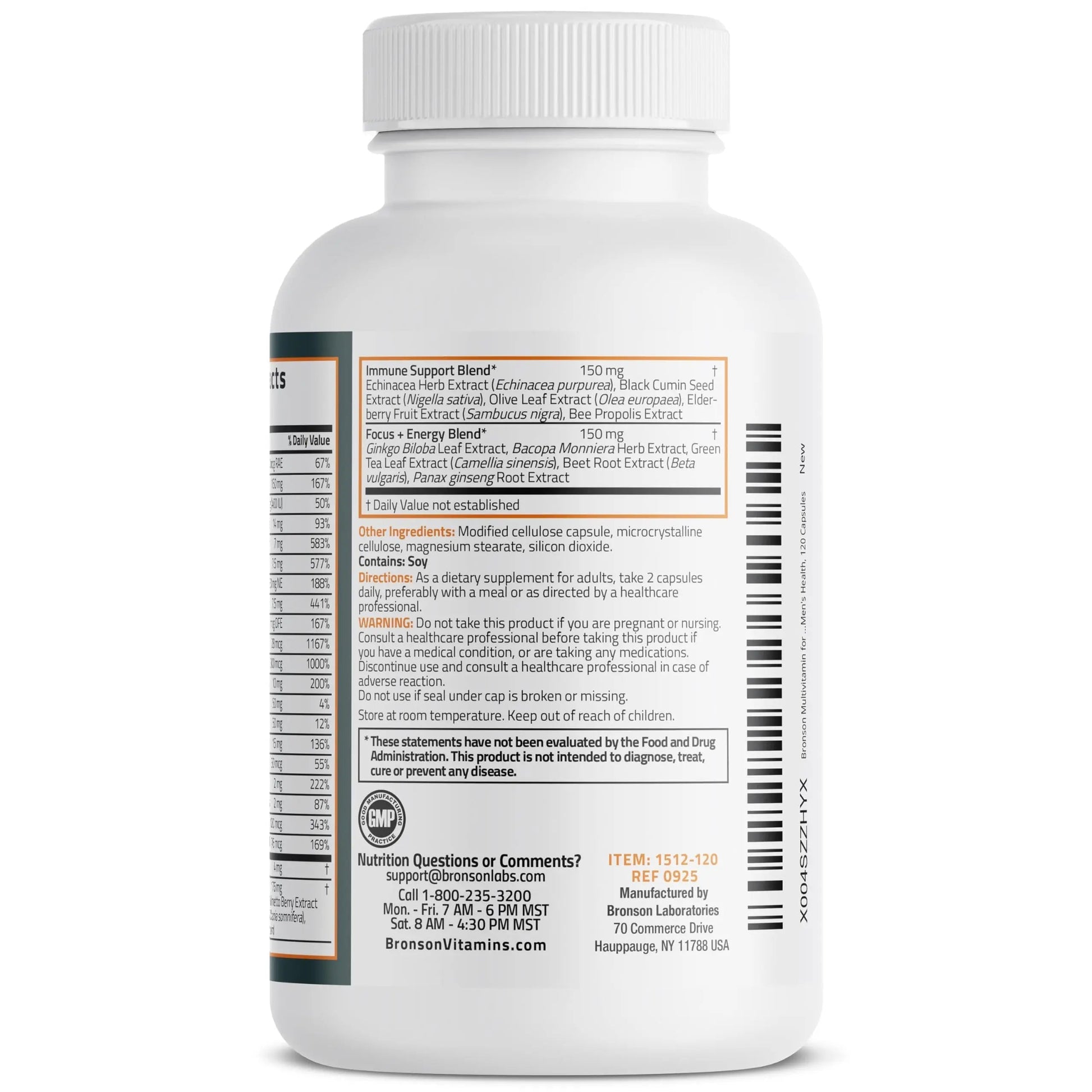 Bronson Multivitamin for Men All-in-One Daily Coverage Formula Key Vitamins, Minerals & Herbs to Support Men's Health, 120 Capsules Bronson buy supplements canada