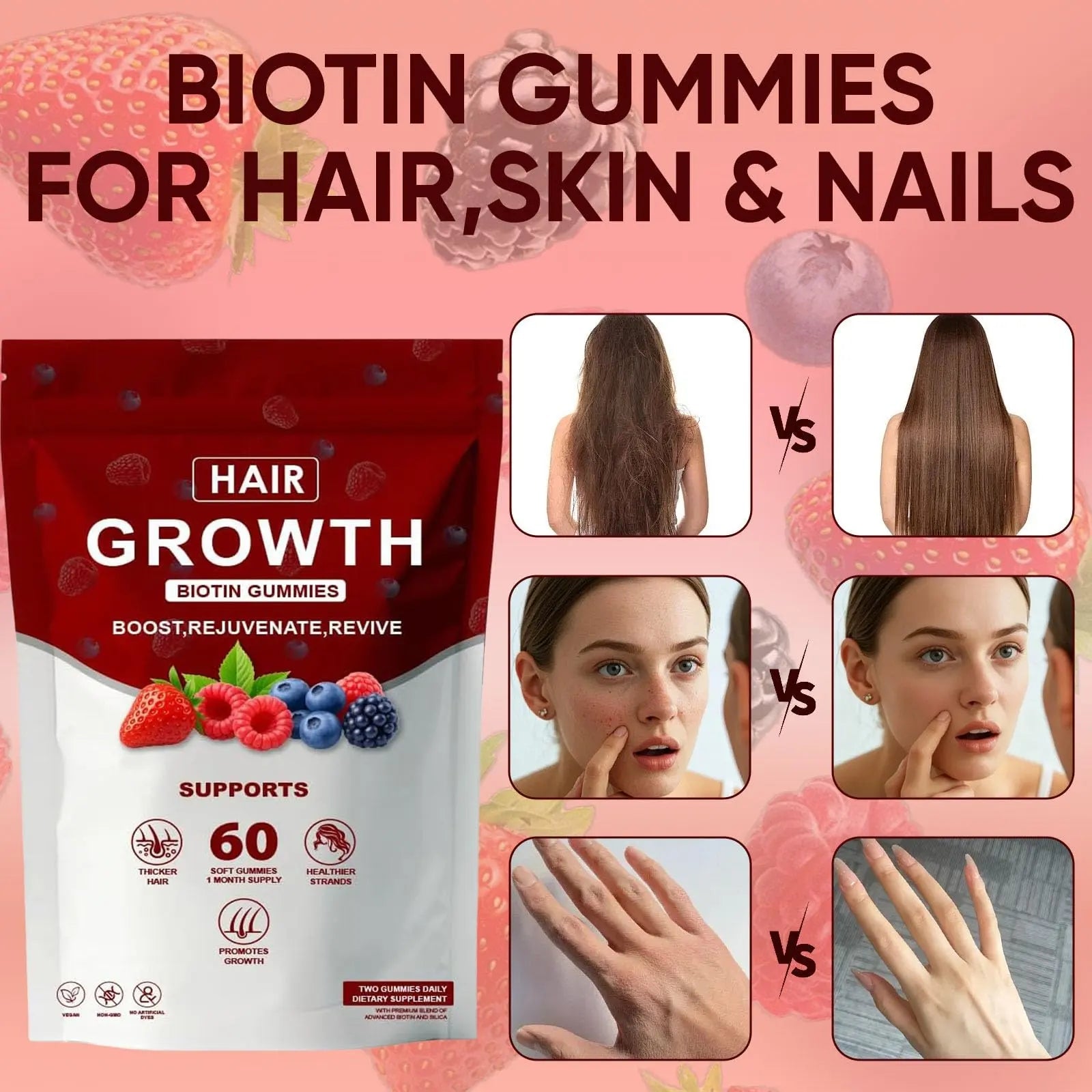 Neonomicon Lumin Hair Growth Gummies – with Biotin, Vitamin C & E, Rosemary, Saw Palmetto – Supports Healthy Hair Growth & Strength Neonomicon buy supplements canada