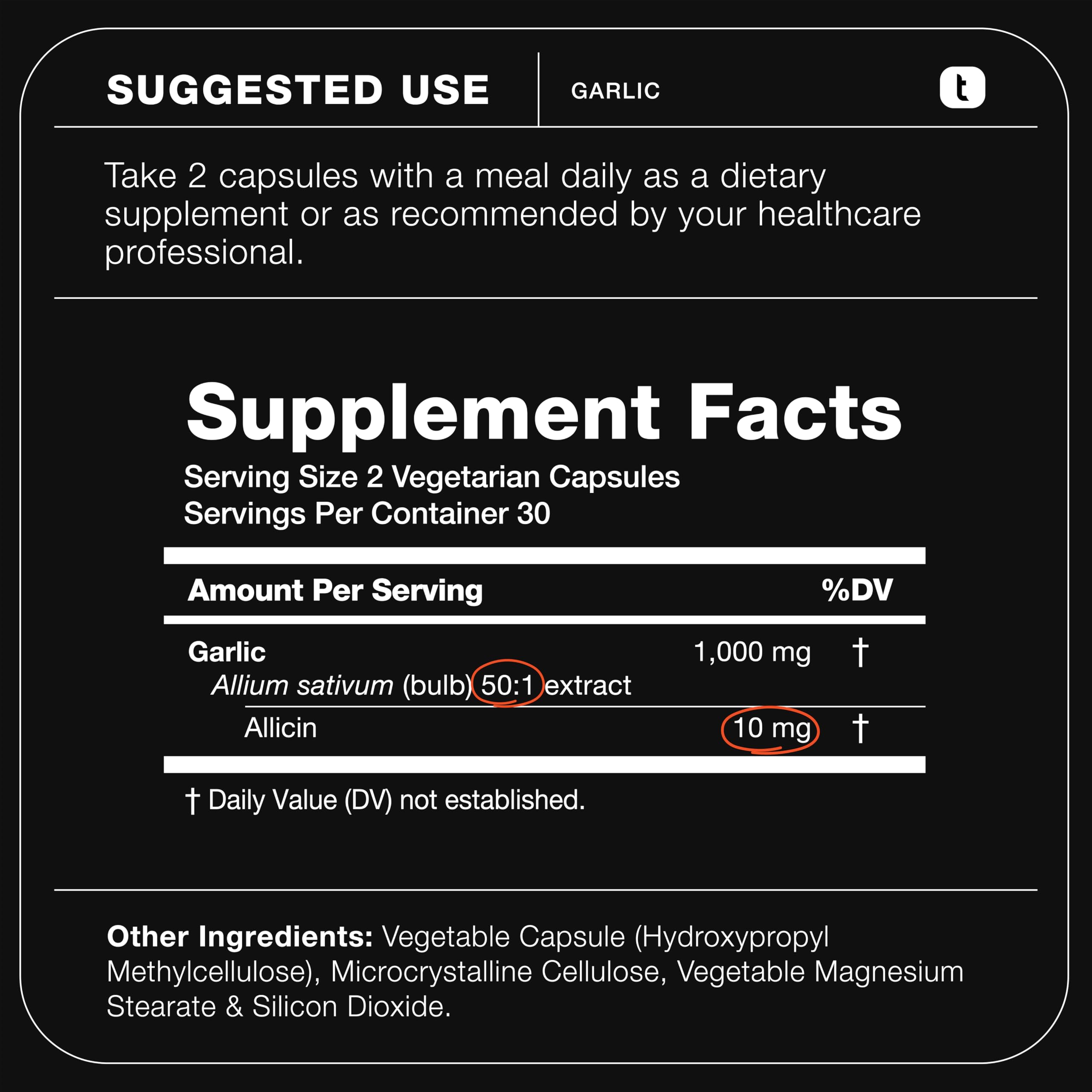 Toniiq Garlic Capsules with 10,000mcg Allicin - Odorless - 50:1 Extract for Maximum Potency - Third-Party Lab Tested - 60 Vegetarian Capsules Toniiq buy supplements canada
