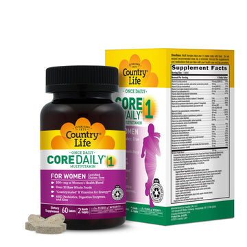 Country Life Women’s Core 1 Daily Multivitamin with Iron, Cranberry, Probiotics, and Digestive Enzymes-Certified Gluten-Free Formula for Energy, Immune Support and Complete Digestive Health,60 Tablets Country Life buy supplements canada