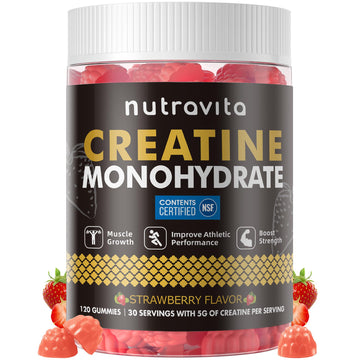 Nutravita NSF Certified Creatine Gummy - Creatine Monohydrate Gummies for Men & Women-5g of Creatine Monohydrate per Serving - Sugar Free, Nutravita buy supplements canada