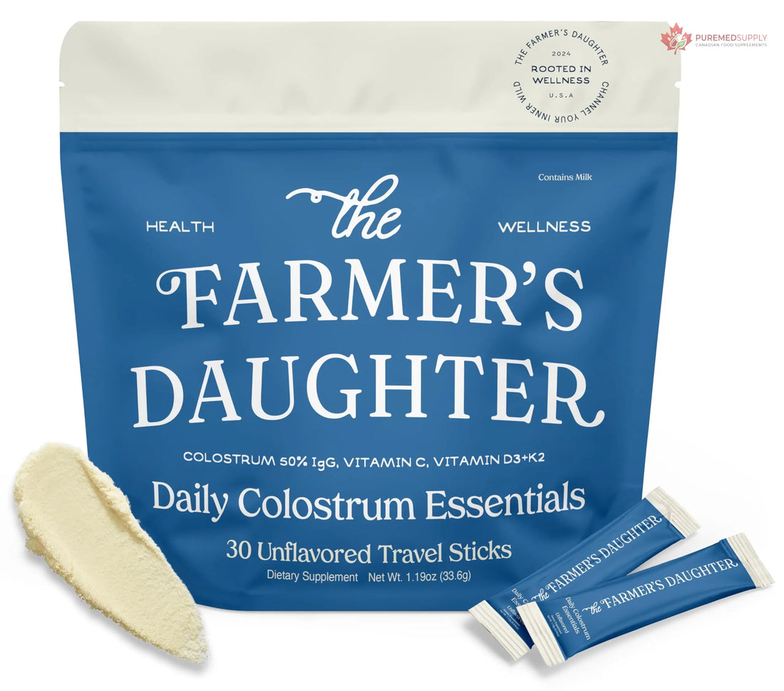THE FARMER'S DAUGHTER Colostrum Powder | Unflavored | Gut Health & Bloating | Hair, Skin & Nails | Immunity Supplement | 30 Individual Travel Stick Packs THE FARMER'S DAUGHTER buy supplements canada