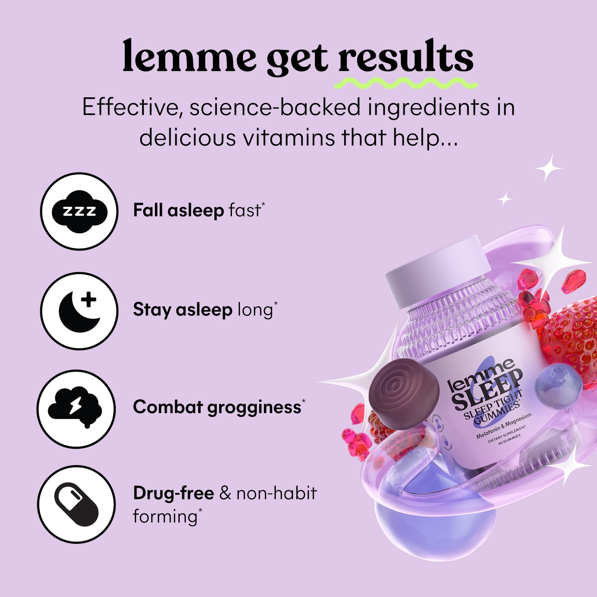 Lemme Sleep Gummies with 5mg Melatonin, Elderberry, Magnesium, L-Theanine, Chamomile and Lavender, Drug-Free Nighttime Sleep Aid, Lemme buy supplements canada