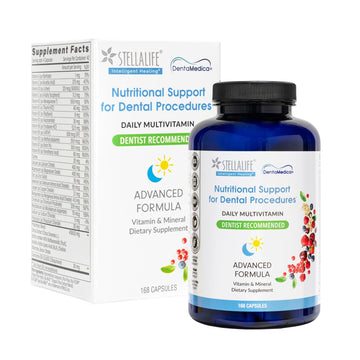 StellaLife DentaMedica Vegan Daily Multivitamin Nutritional Support for Faster Dental Surgery Recovery, VIT D3 K2 C B Zinc CoQ10 Magnesium, Healthy Bones & Gums, Non-GMO, GMP USA, 168 Capsules StellaLife buy supplements canada