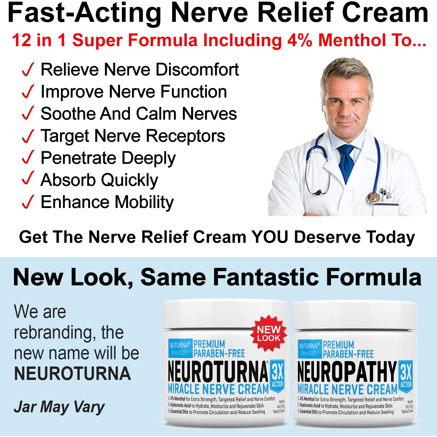 Neuropathy Nerve Relief Cream - Premium Nerve Cream 3X Action for Targeted Relief and Soothing Nerve Comfort - Maximum Strength with 4% Menthol, MSM for Feet Hands Legs Toes & Back - Extra Large 6 Oz Nuturna buy supplements canada