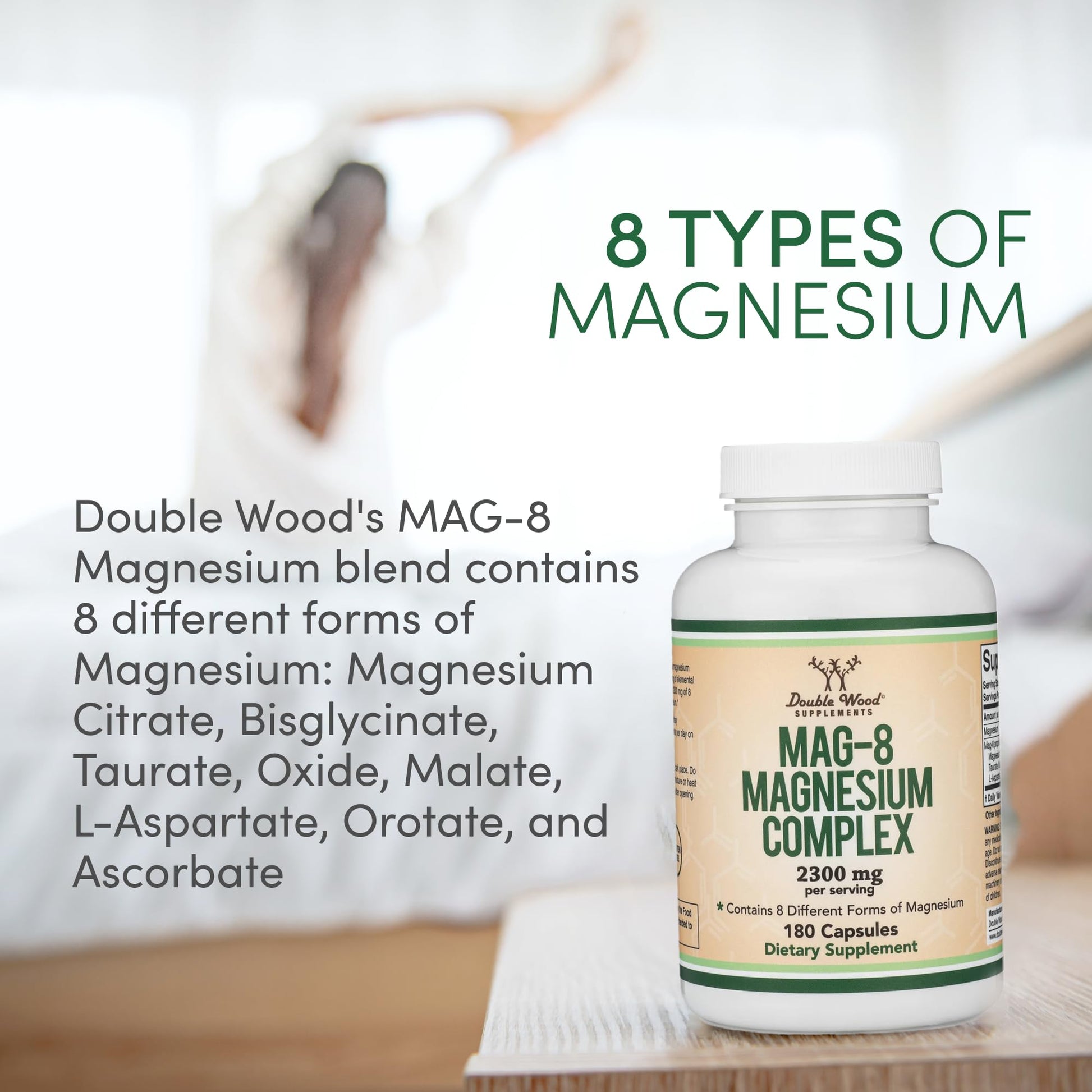 Magnesium Complex Supplement 180 Capsules (426mg Elemental Magnesium Provided by 2,300mg of Eight Different Forms of Magnesium) MAG-8 Provides 100% Daily Recommended Value of Magnesium by Double Wood Double Wood Supplements buy supplements canada