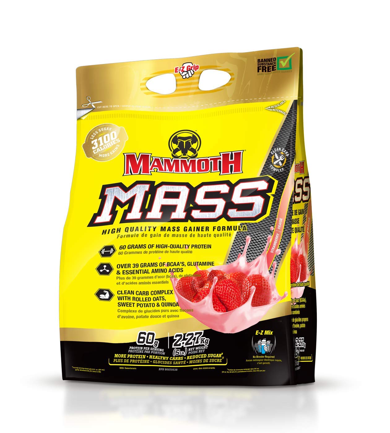 Inter-Active Nutrition Mammoth Mass Supplement, 2.27kg Strawberry Mammoth buy supplements canada