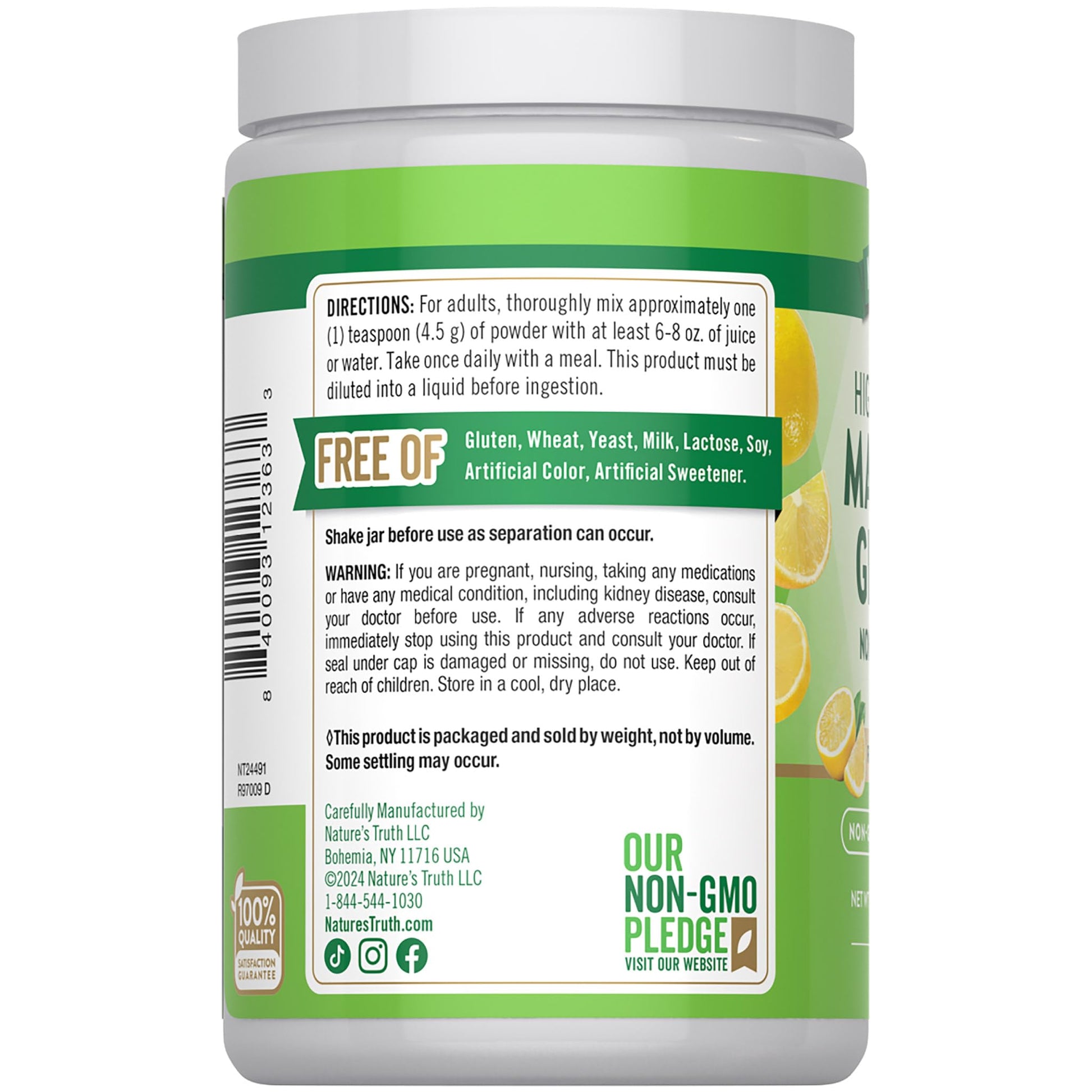 Nature's Truth Magnesium Glycinate Powder | 6 oz | Lemon Flavor | High Absorption | Vegan, Non-GMO, Gluten Free Supplement Nature's Truth buy supplements canada