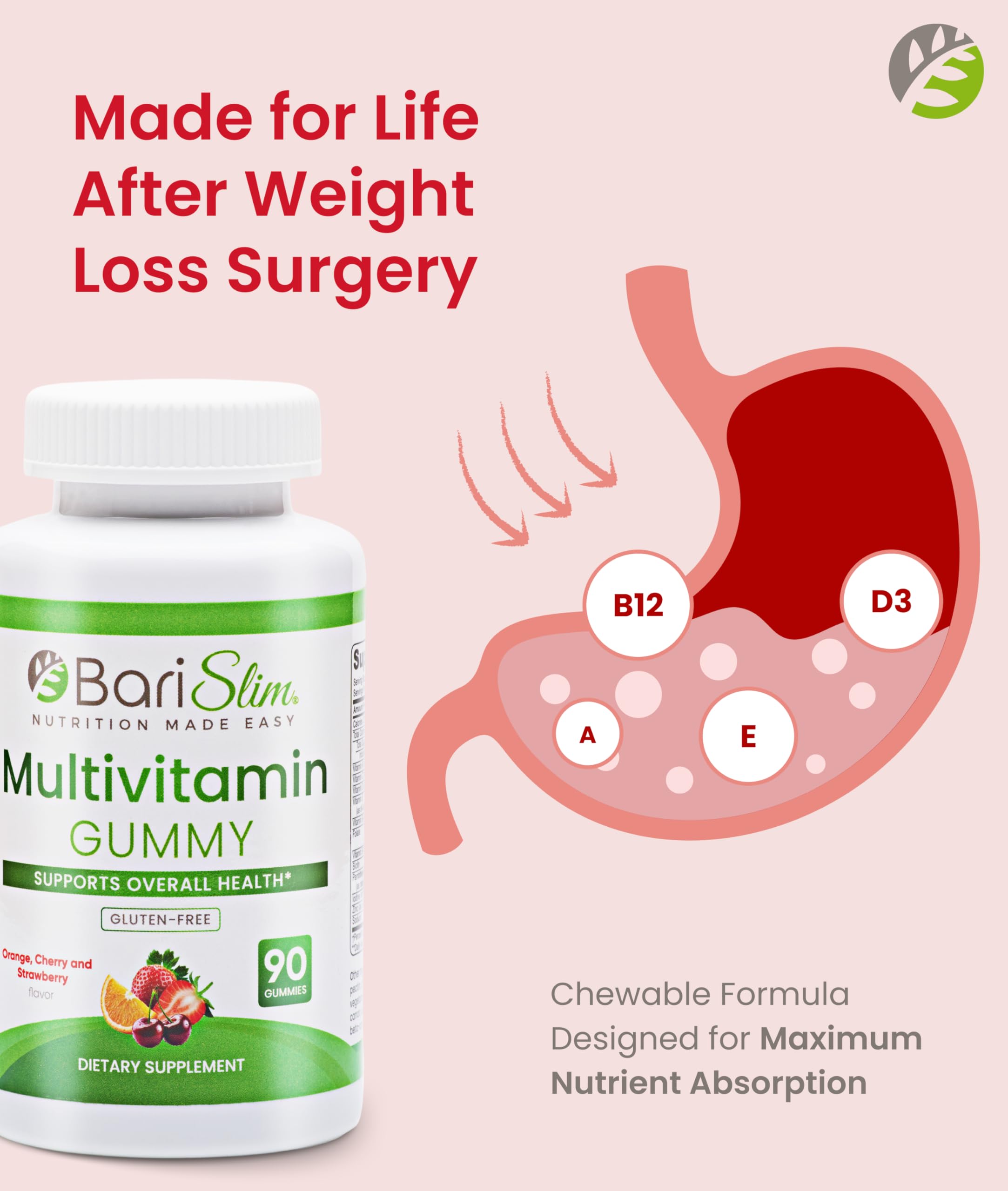 BariSlim Bariatric Chewable Multivitamin Gummies - Specially Formulated Gummy Vitamin for Patients After Weight Loss Surgery - Easy to Digest BariSlim buy supplements canada