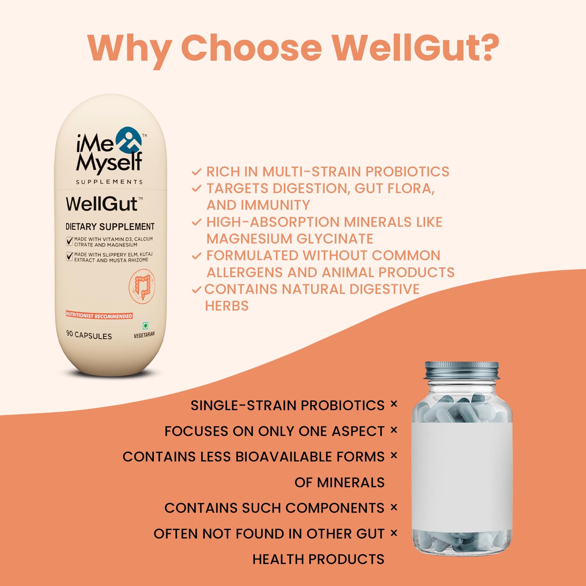 iMeMyself WellGut Daily Herbal Supplement | Traditional Herbs with Minerals & Probiotics 90 Vegan Capsules iMeMyself buy supplements canada