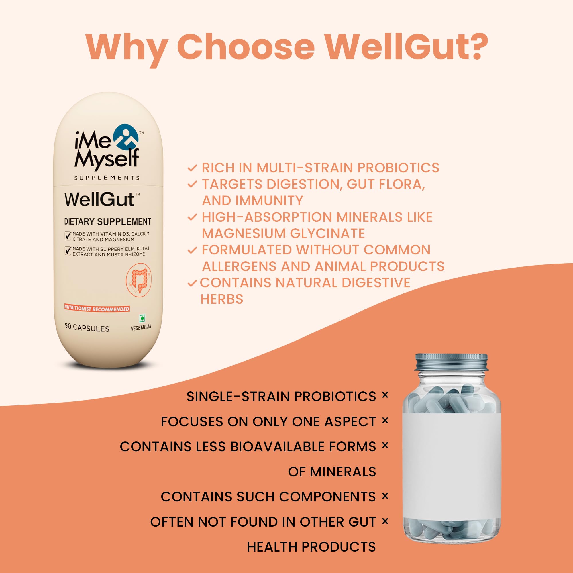 iMeMyself WellGut Daily Herbal Supplement | Traditional Herbs with Minerals & Probiotics 90 Vegan Capsules iMeMyself buy supplements canada