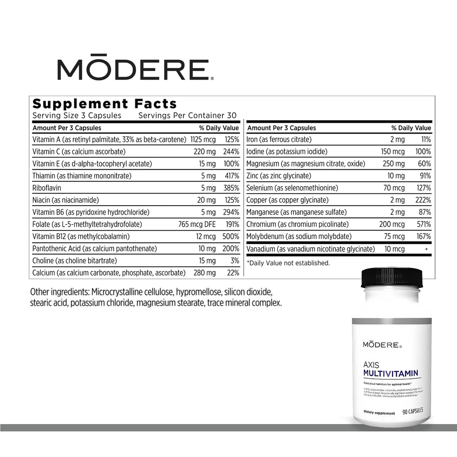 Modere Axis Multivitamin Supplement - Daily Essential Vitamins & Minerals for Overall Health and Wellness Support for Adults Immune - 90 Capsules Modere buy supplements canada