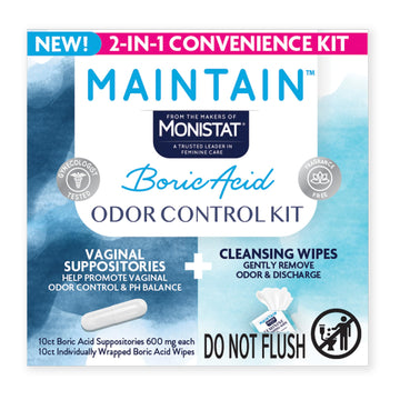 Monistat Maintain Boric Acid Odor Control Kit, 10 Feminine Wipes & 10 Boric Acid Suppositories for Women, Fragrance-Free and Non-Irritating pH Balanced Formulas to Control Vaginal Odor Monistat buy supplements canada