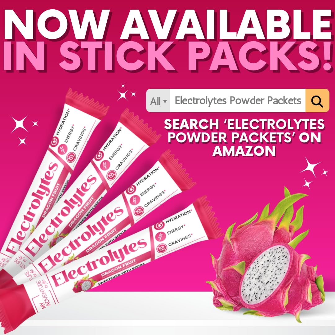 Zero Sugar Dragon Fruit Electrolytes Sticks - Refreshing Hydration - Caffeine Free Energy with Natural Ingredients - Vegan, Keto & Paleo My Adventure to Fit buy supplements canada