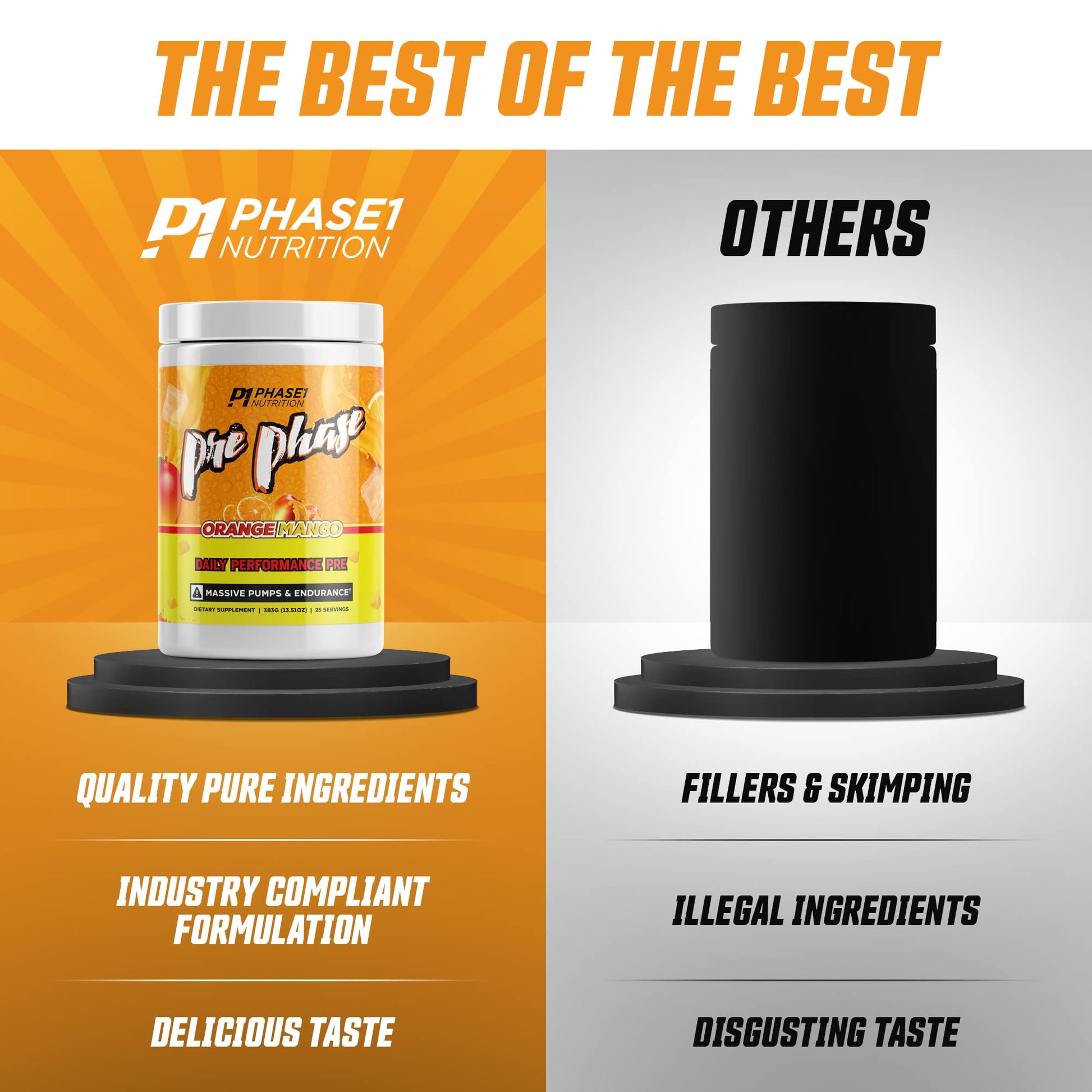 Pre Phase Daily Driver Orange Mango Pre Workout with 325mg Caffeine, Vitamin B12 Phase One Nutrition buy supplements canada