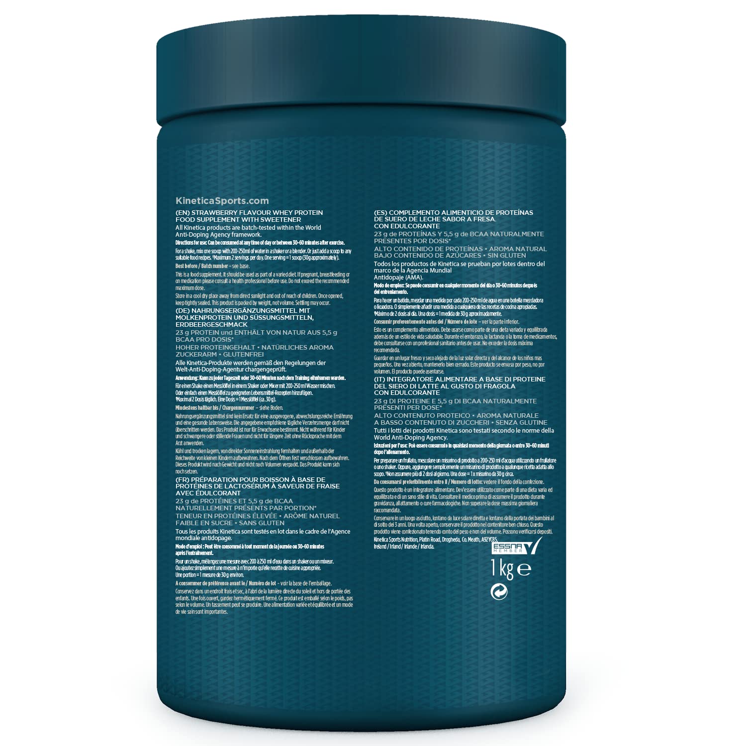 Kinetica Premium Whey Protein Powder | Grass Fed | Strawberry | 1kg | 33 Servings Kinetica buy supplements canada