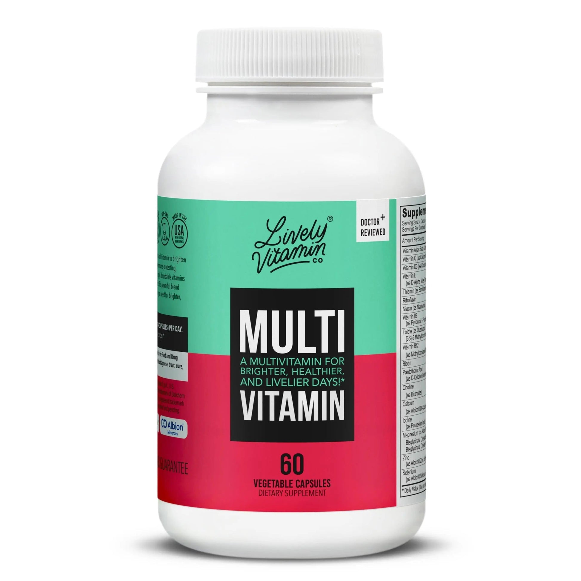 LIVELY VITAMIN CO. Multivitamin - 37 Vitamins Minerals and Extracts - Energy - Memory - Immune Function - Heart- Brain - Focus - Mood - Antioxidants - Dairy Gluten Soy Free - 60 Vegetarian Capsules LIVELY VITAMIN CO buy supplements canada