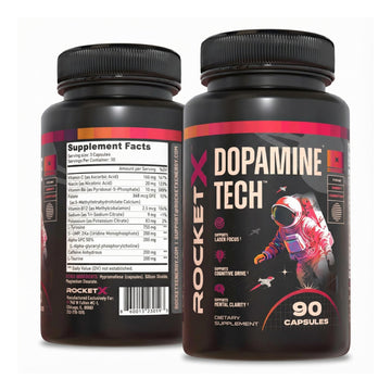 RocketX Dopamine Tech Brain Food Supplement, with L-Tyrosine and B Vitamins for Focus, Mental Clarity and Cognitive Drive, Vegan Capsules, 90 Capsules RocketX Energy buy supplements canada