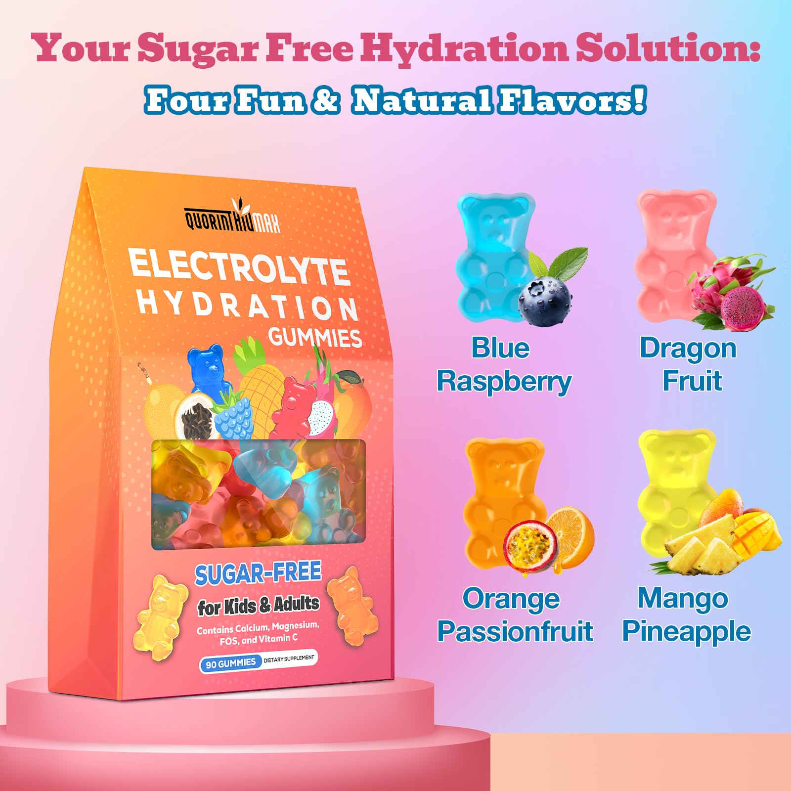 Electrolyte Gummies Sugar Free | Electrolyte Hydration Energy Gummies for Running & Sports - Energy Chews with Calcium & Vitamin C for Kids & Adults, Quorinthiumax buy supplements canada