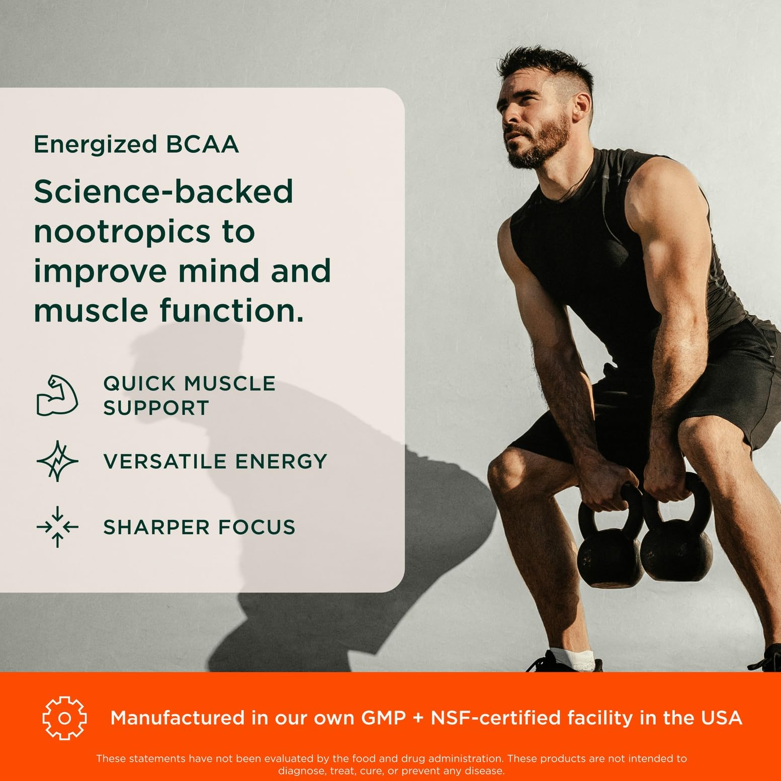 Genius BCAA Powder - 5g Vegan BCAAs L-Glutamine, Cognizin & Rhodiola Muscle Recovery Energy Support 100mg Caffeine Pre, Intra, Post-Workout Nootropic Supplement for Focus & Performance - Orange The Genius Brand buy supplements canada