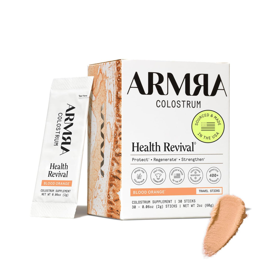 ARMRA Colostrum™ Powder | Blood Orange | Gut Health & Bloating | Skin & Hair | Immunity | Keto, Gluten & Fat-Free | 30 Servings ARMRA buy supplements canada