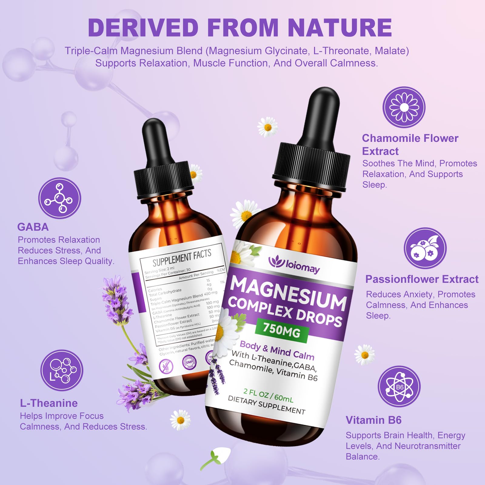 Magnesium Glycinate Liquid Drops for Women & Men, Triple Calm Magnesium Complex Supplement with L-Threonate, Malate, L-Theanine for Kids Adults Calm, Sleep & Mood, Sugar-Free, Natural Flavor, 2 fl oz loiomay buy supplements canada