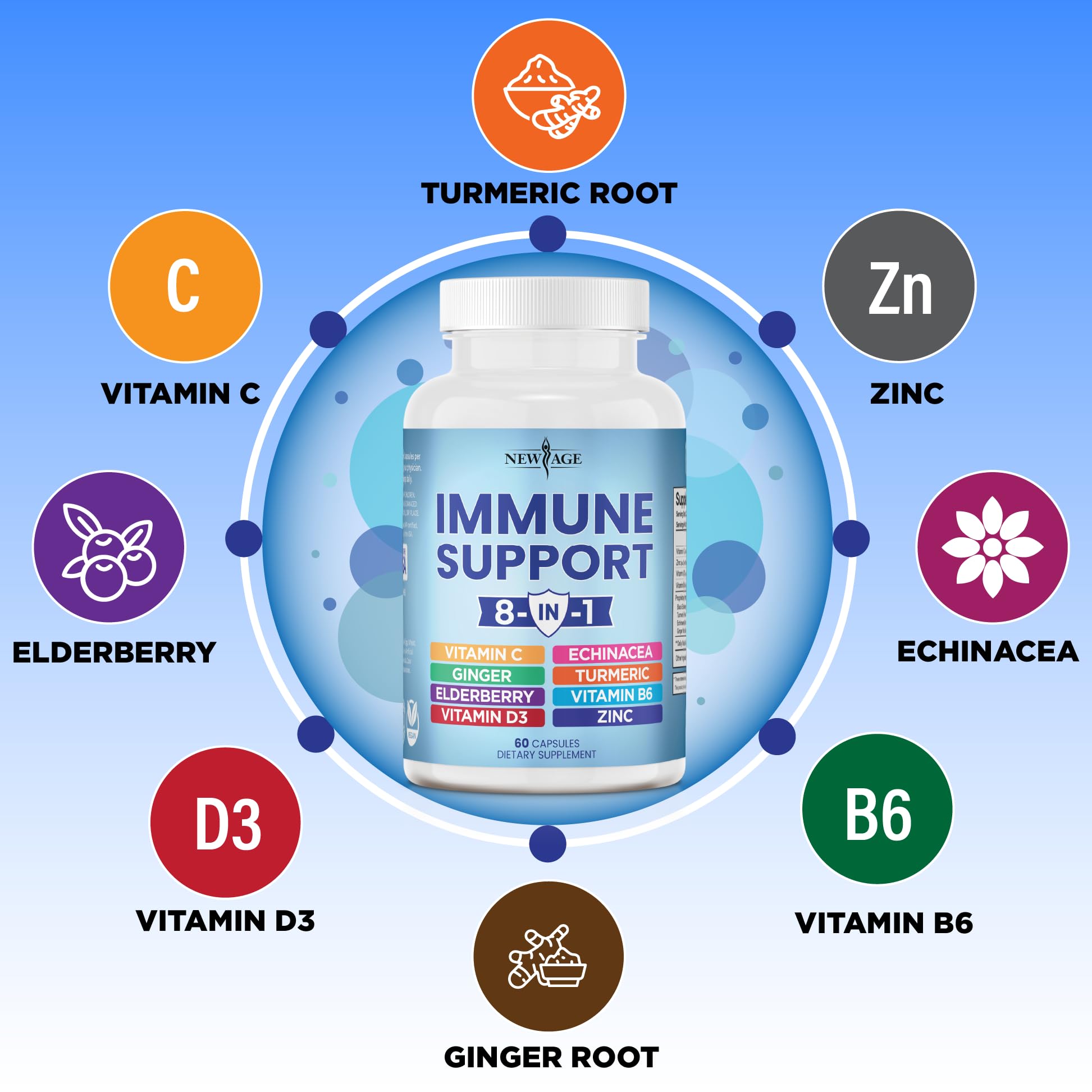 NEW AGE 8 in 1 Immune Support Booster Supplement with Echinacea, Vitamin C NEW AGE buy supplements canada