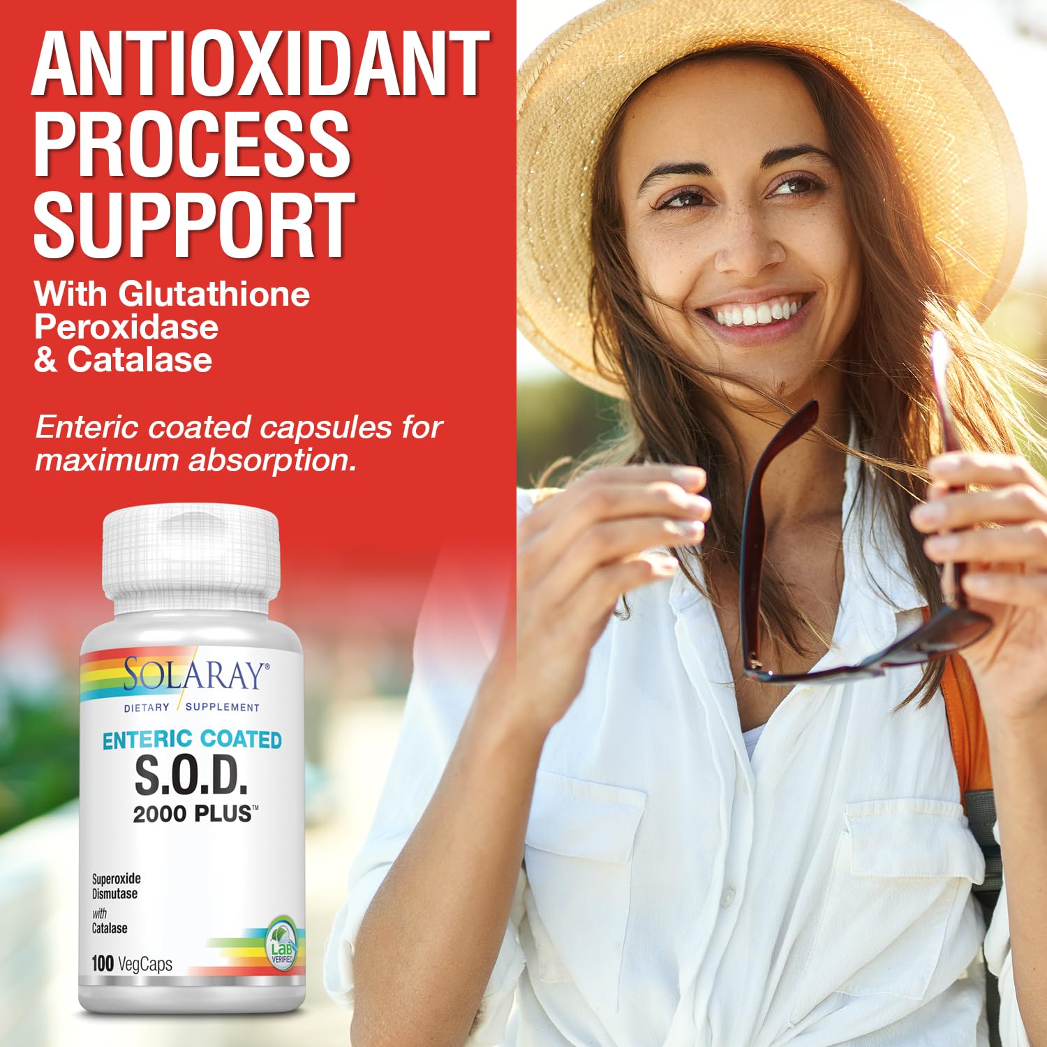 SOLARAY S.O.D. 2000 Plus - Superoxide Dismutase (SOD) and Catalase Antioxidant Supplement, Wellness Support - w/Green Tea Extract, Calcium, Rosemary, Grape Seed Extract, 60-Day Guarantee, 100 Servings SOLARAY buy supplements canada