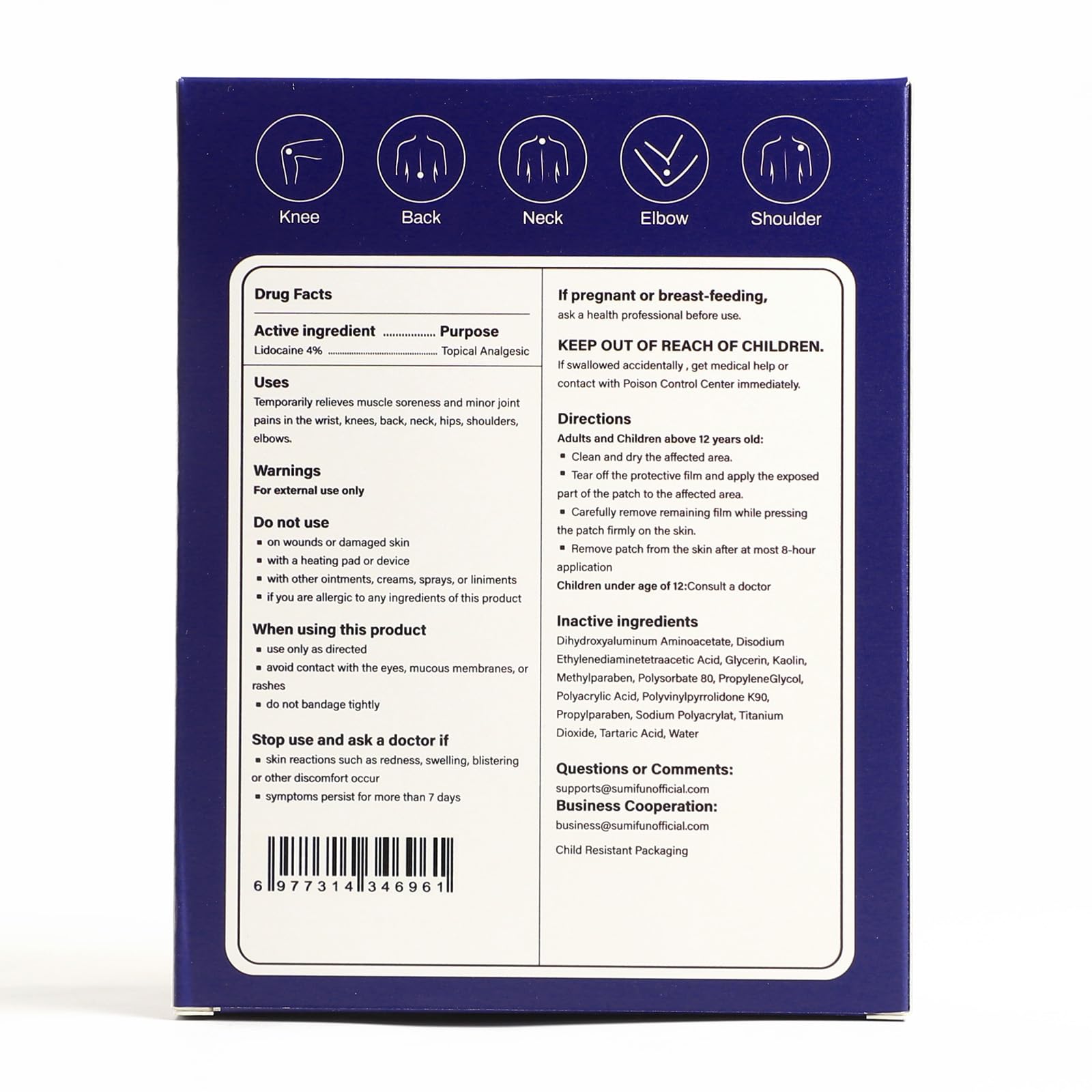 Sumifun 4% Lidocaine Patches Maximum Strength - Pain Relieving Gel Patch for Muscle Soreness, Back Ache, Knee, Neck & Joint Pains - Topical Analgesic (Large, Count, 17) Sumifun buy supplements canada