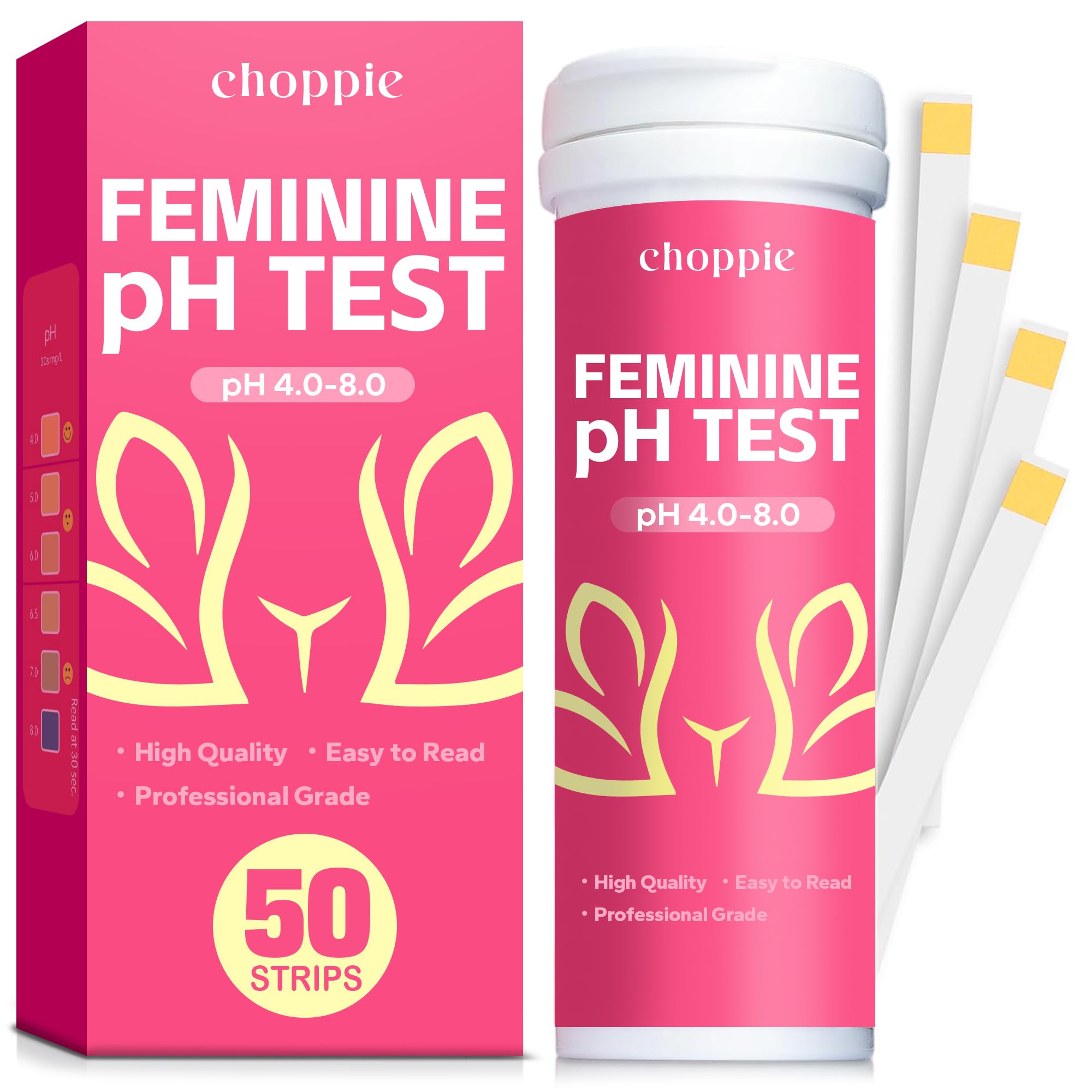 Choppie Vaginal Health pH Test Strips (50 Strips), pH Balance Test Strips for Women, Vaginal pH Test Strips Choppie buy supplements canada