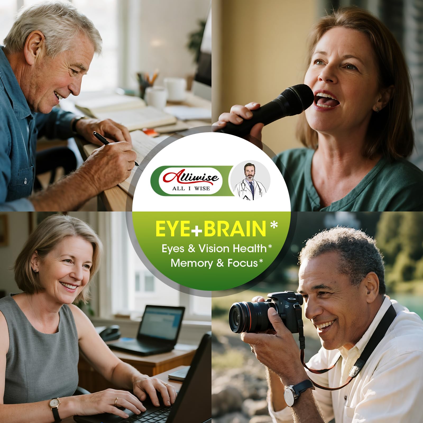 Eye + Brain Supplements for Memory and Focus, Lutein 40mg, Zeaxanthin, Astaxanthin, Bilberry, Lion’s Mane, Bacopa Monnieri, Ginkgo Biloba, 14 in 1 Eye Vitamins for Adults & Seniors 120 Capsules Alliwise buy supplements canada