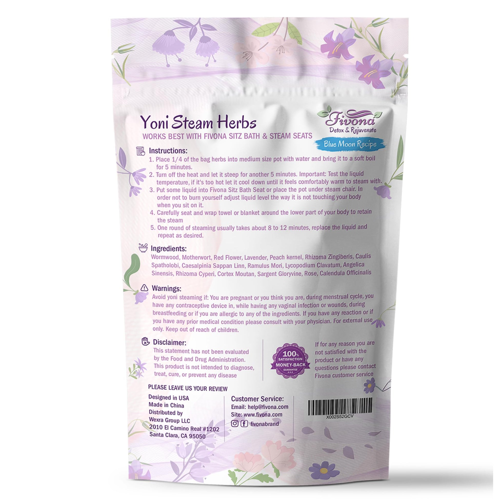 FIVONA Yoni Steaming Herbs - For Feminine Use And Rituals - V-Detox, Cleanse, Wash, Odor Control FIVONA buy supplements canada