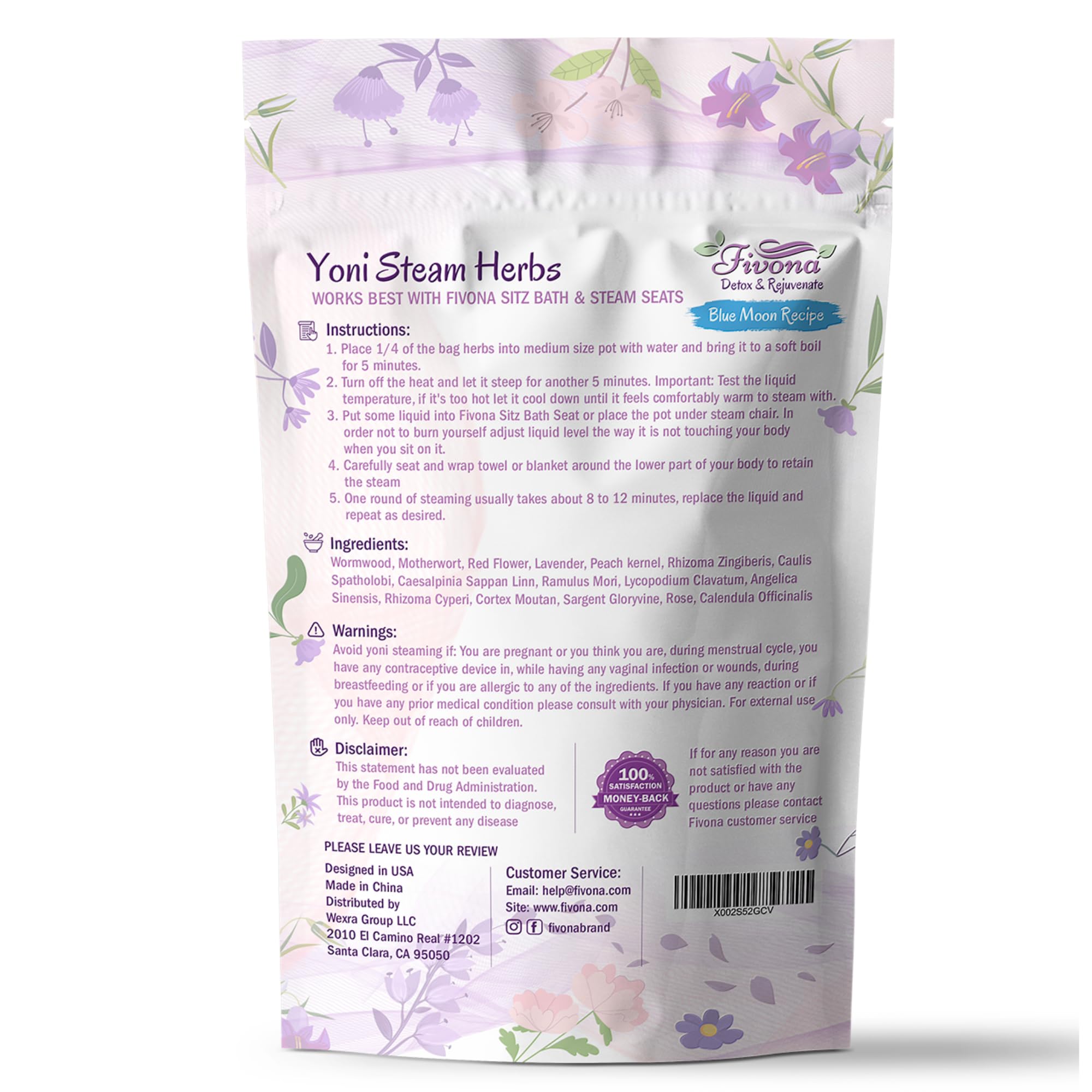 FIVONA Yoni Steaming Herbs - For Feminine Use And Rituals - V-Detox, Cleanse, Wash, Odor Control FIVONA buy supplements canada